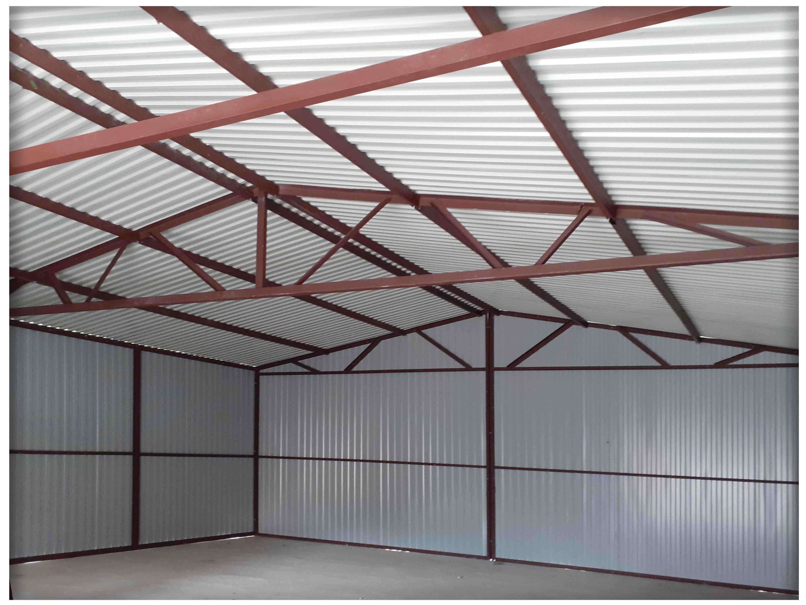 konstrukce garáž 6x6 m - sedlová střecha
