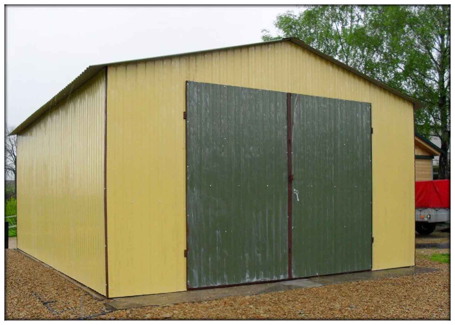 Plechová garáž 4x6 sedlová strecha ral 1002