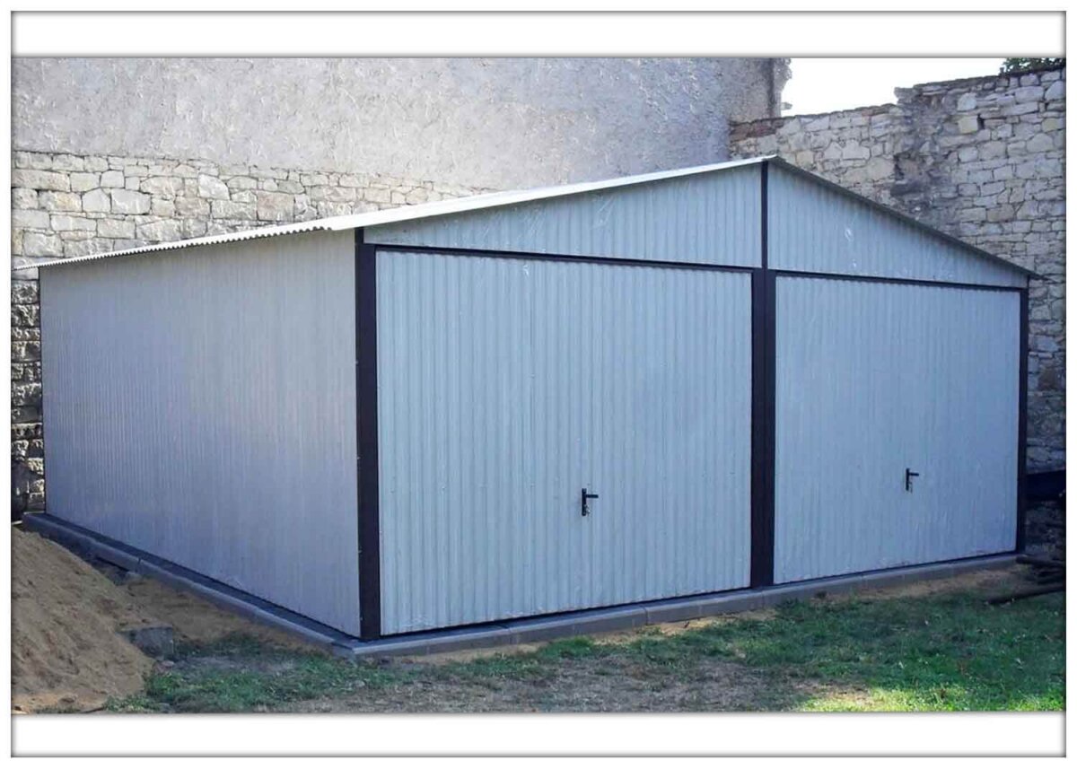Plechová garáž 6x6 sedlová strecha RAL 7035