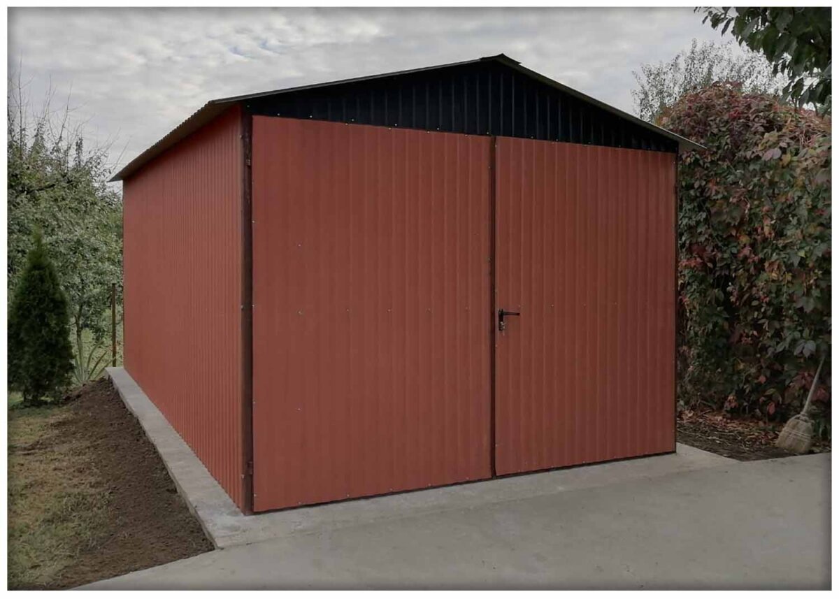 Plechová garáž 3×5 - sedlová střecha