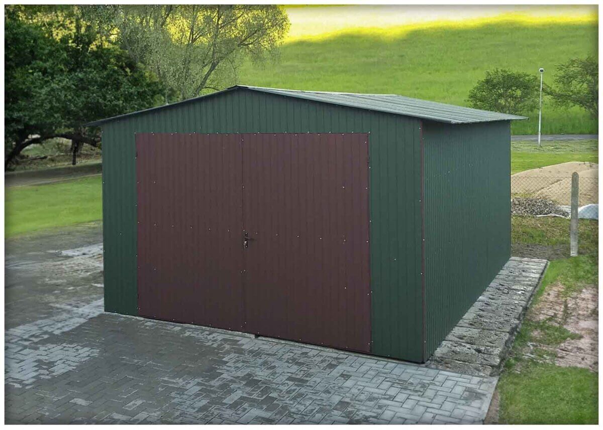 Plechová garáž 4×6 sedlová střecha