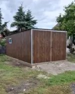 Plechová garáž 3×5 - zadní spád - tmavý ořech