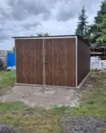 Plechová garáž 3×5 - zadní spád - tmavý ořech