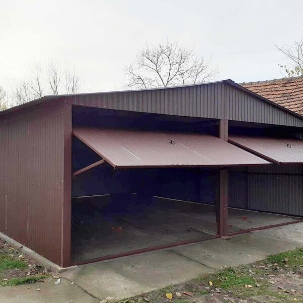 Plechová garáž 7x5 sedlová strecha RAL8017