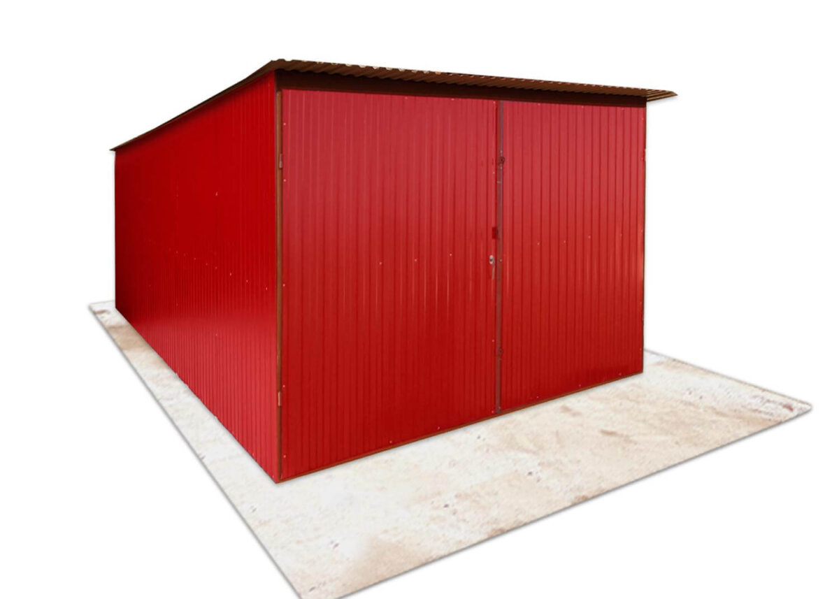 Plechová garáž 3x5m se zadním spádem RAL 3011