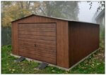 Plechová garáž 4x5m - výklopná vrata - 3m