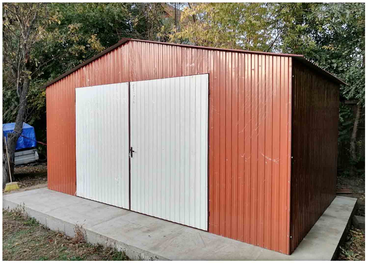 Plechová garáž 5x3m, sedlová střecha, sklad, zahradní domek