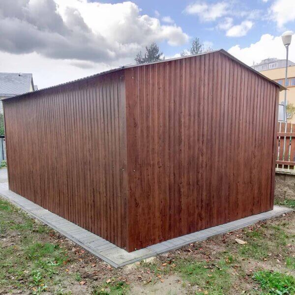 Plechová garáž 3x5m - zlatý dub - výklopná vrata - široký panel