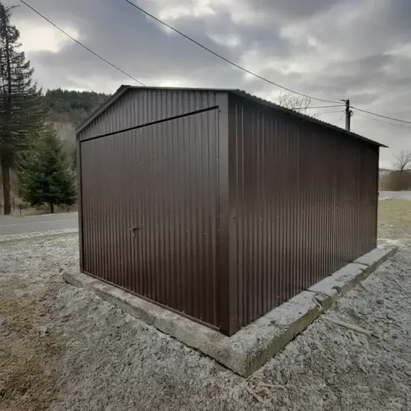 Plechová garáž 3x5 m - sedlová střecha - barva RAL 8017